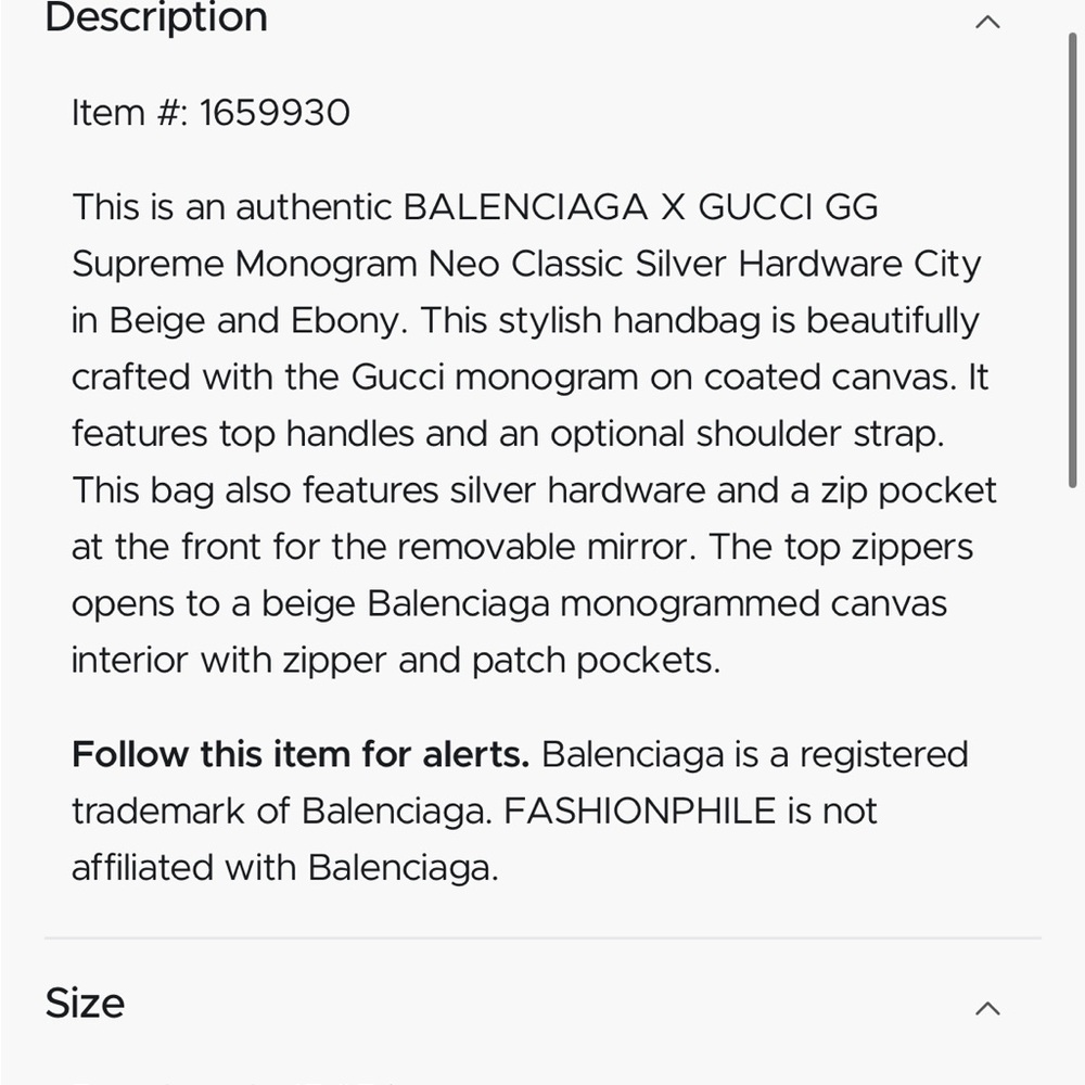 Gucci x Balenciaga Bag NWT & box & dust bag! - Picture 9 of 13